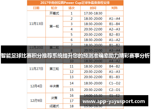 智能足球比赛积分推荐系统提升您的预测准确率助力精彩赛事分析